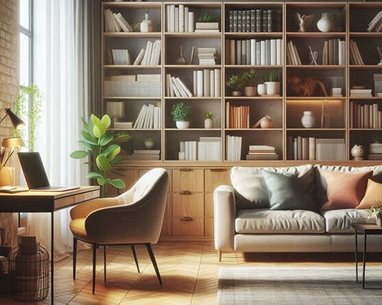 פינת עבודה בסלון - תמונת הדמייה (AI)