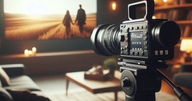 קורס סרטים דוקומנטריים - תמונת AI של מצלמה בסלון