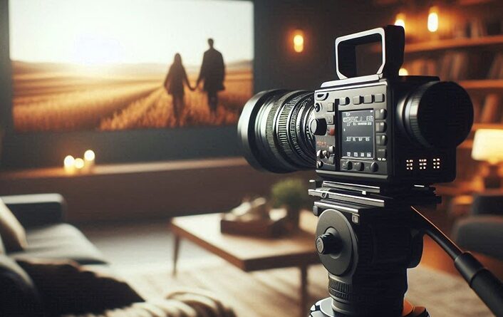 קורס סרטים דוקומנטריים - תמונת AI של מצלמה בסלון